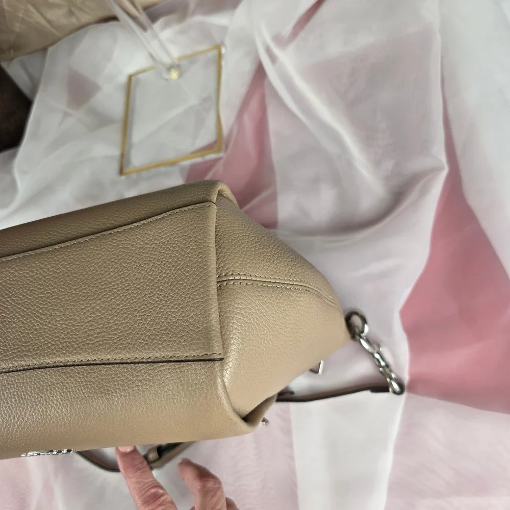 Coach Elise Satchel Pebble Leather‎ Taupe Crossbody Handbag 79316